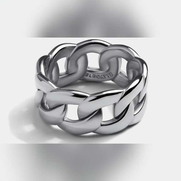 Elegatto Silver Cuban Link Chain Ring Size 10 Gift Box Included - Picture 2 of 8